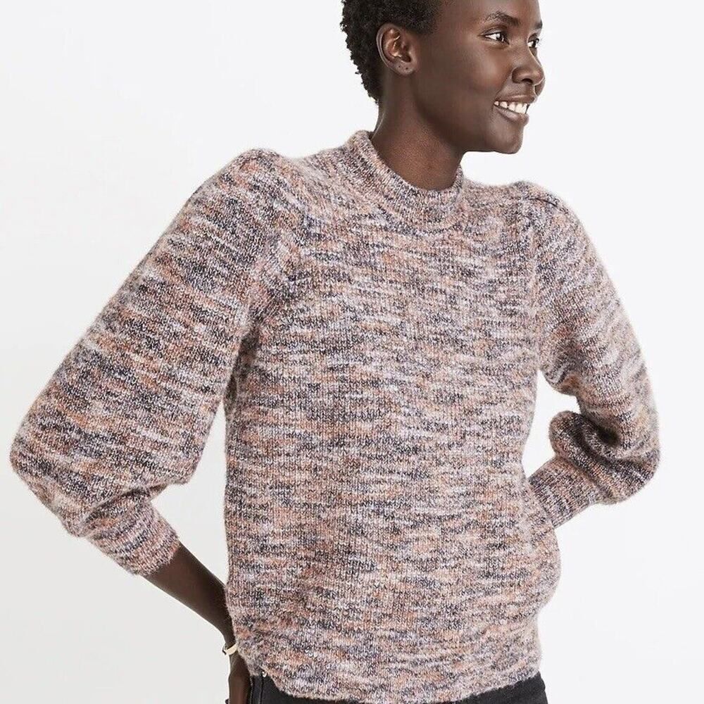 Madewell Space-Dyed Eaton Puff Sleeve Pullover Sweater Size Small